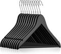 Casafield - 10 Black Wooden Suit Hangers - Premium Lotus Wood with Notches & Chrome Swivel Hook for Dress Clothes, Coats, Jackets, Pants, Shirts, Skirts