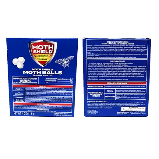 3 Pack Original Old Fashioned Moth Balls Kills Clothes Moth Carpet Beetles Repellent Closet No Clinging Odor (Approx:75 Balls) with 6 Moth Ball Cases, White