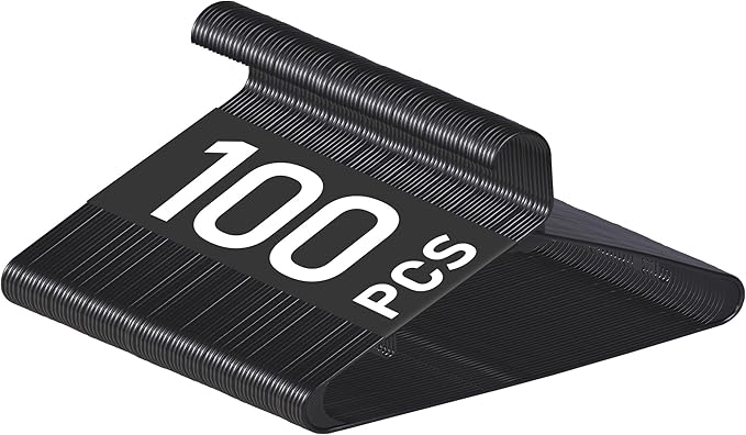 HomGarden Standard Black Plastic Hangers, 100 Pack Plastic Non Slip Hangers for Coats, Pants & Dress Clothes