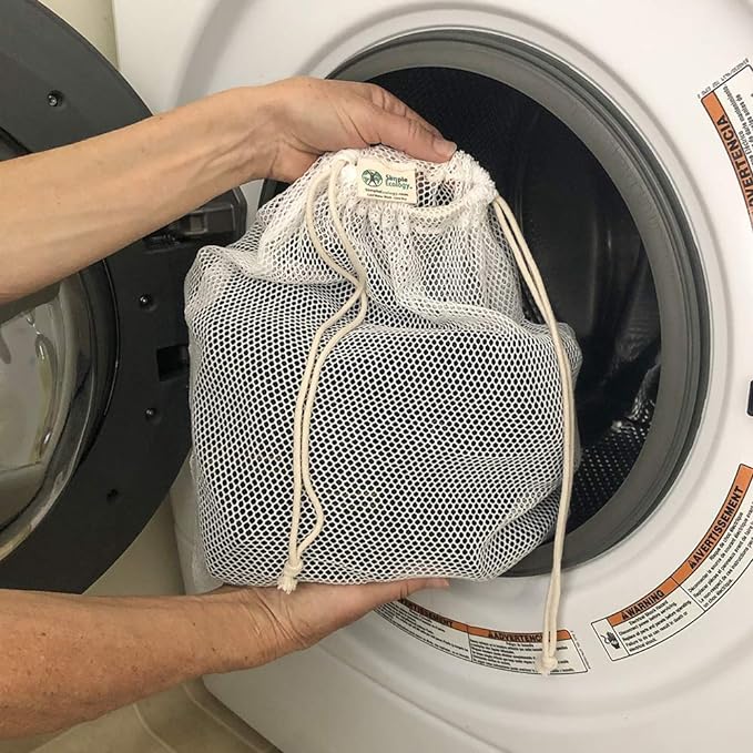 Simple Ecology Organic Cotton Mesh Laundry Bag; Machine Washing Bags for Delicates, Lingerie and Garments, Large 2 pack