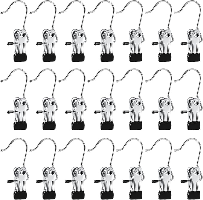 Hotop 36 Pieces Boot Hanger Clips for Closet, Laundry Hanging Hooks Heavy Duty Clips Boot Holder Portable Single Hooks Space Saving for Pants Jeans Clothes Hats Tall Towels (Silvery)