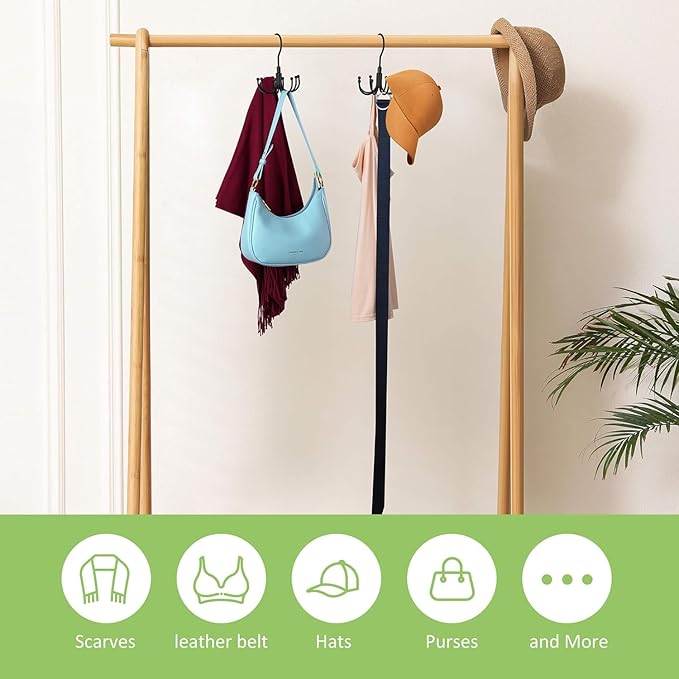 2 Pack Tank Top Hanger, Rotatable Bra Hanger for Closet, Max 24 Capacity Metal Tank Top Holder Storage Space Saving Sport Bra Organizer, Black