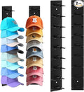 Hat Organizer for Baseball Caps, 2 Pack Hat Rack for Wall Hold up to 18 Hats Strong Adhesive Hat Hooks Stand Multilayer Hat Hanger Organizer Storage Holder Display for Door Closet Bedroom