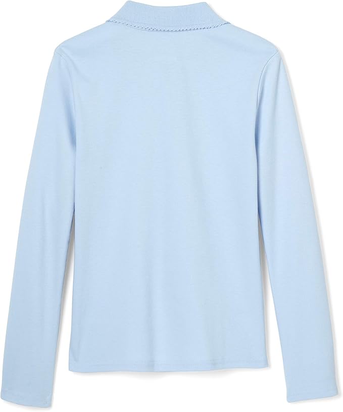 French Toast Girls' Picot Collar Polo Shirt with Long Sleeves (Kids Standard & Plus Size)