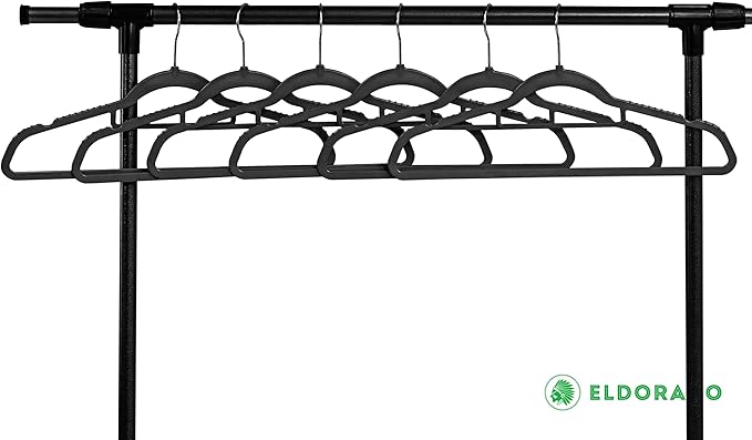 Eldorado Non-Slip Adult Hangers, Multicolor, for Everyday Use Value Packs (Midnight Black, 200)