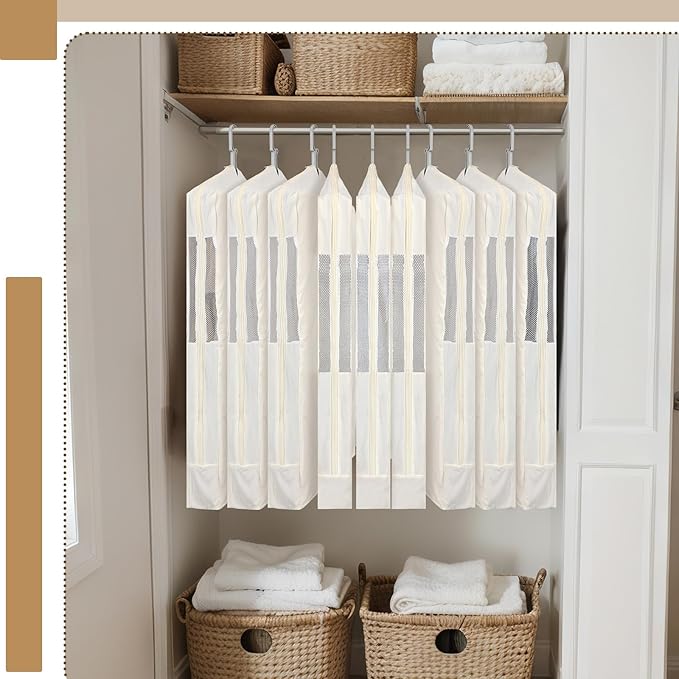 Aliceset 3 Pack Pure Cotton Garment Storage Bag for Hanging Clothes 24 x 50 Inch Breathable Garment Cover Canvas Suit Bags for Closet Storage Short Dresses Suits Gowns