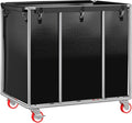 ELYKEN Commercial Laundry Cart with Wheels, 420L Heavy Duty Rolling Laundry Hamper, Large Laundry Basket with Removable Waterproof Liner Bag, Sturdy Steel Frame, 400 lbs Capacity, Black