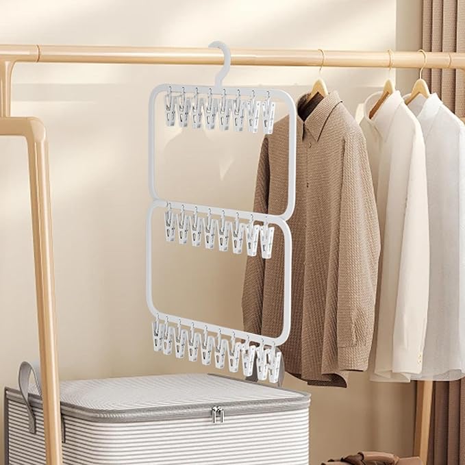 Hanging Clothes Rack, Underwear Hanger for Scarves, Hats, Towels, Bras, Double Layer