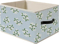 Blue and White Tiny Hydrangea Floral Storage Bin Box with Handles, Chinoiserie Grandmillennial Hydrangea Flower Foldable Organizer Basket Toybox for Girls Bedroom Bathroom Clothes Toys Books