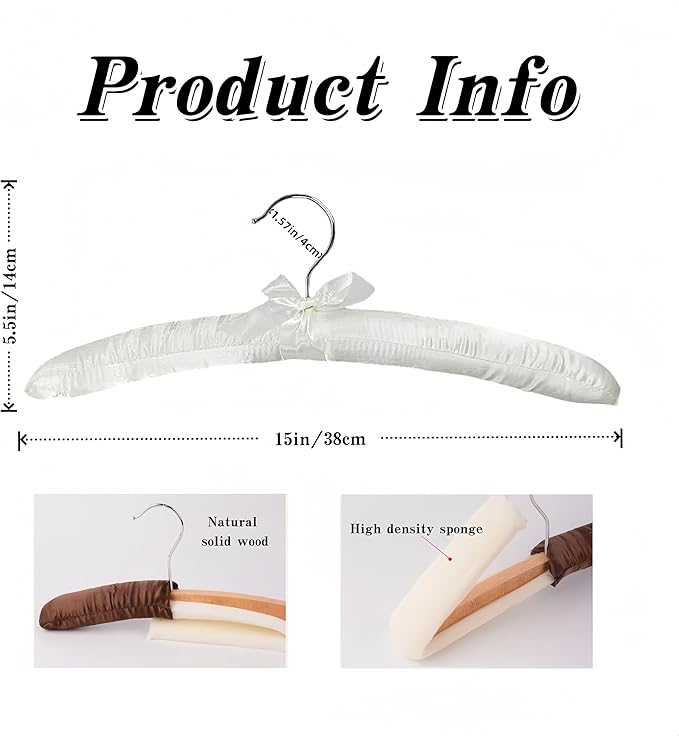 Padded Hangers for Women Clothing Satin Hangers Padded Hanger for Sweaters Non Slip Padded Clothes Hanger