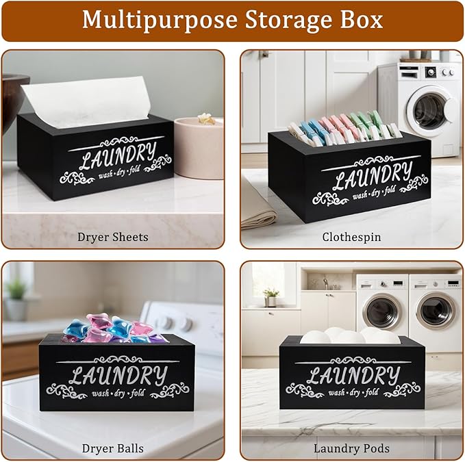 Dryer Sheet Holder Dispenser, Dryer Sheet Container for Laundry Room Decor, Farmhouse Laundry Dryer Sheets Holder, Space Saving Dryer Sheet Organization and Storage
