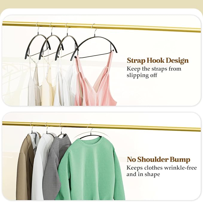 Heavy Duty Metal Suit Hangers 20 Pack, Non-Slip PVC Coating, No Shoulder Bumps, Space Saving Clothes Hangers for Sweaters, Coat, Shirts, Skirt, Jackets, Black