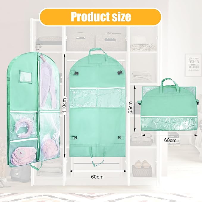 1 Pack Garment Bag for Dance Costumes,40 Inch Dance Garment Bags for Dancers Kids Dance Recital Bags Competition Cheer Uniform Garment Bag for Travel Storage,Dance Recital Gifts for Girls