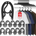 10 Pcs Travel Hangers Portable Foldable Travel Hanger Organizer, Plastic Cruise Essentials Clothes Drying Rack Folding Hangers for Camping Flying RV Europe Vacation Essentials Suitcase, Black
