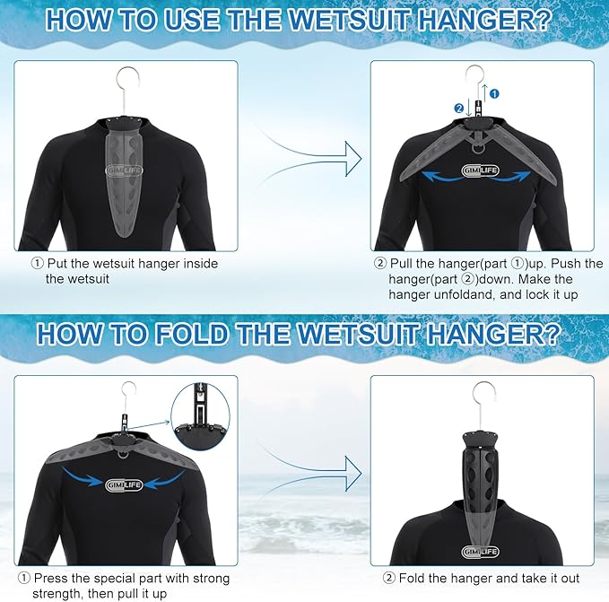 Wetsuit Hanger, Gimilife Surfing & Scuba Diving Accessory, Perfect to Dry Wetsuit Drysuit Life Jacket or BCD, Quick Dry Foldable & Vented Dryer for Wetsuite Dry Suit（1 PCS ）