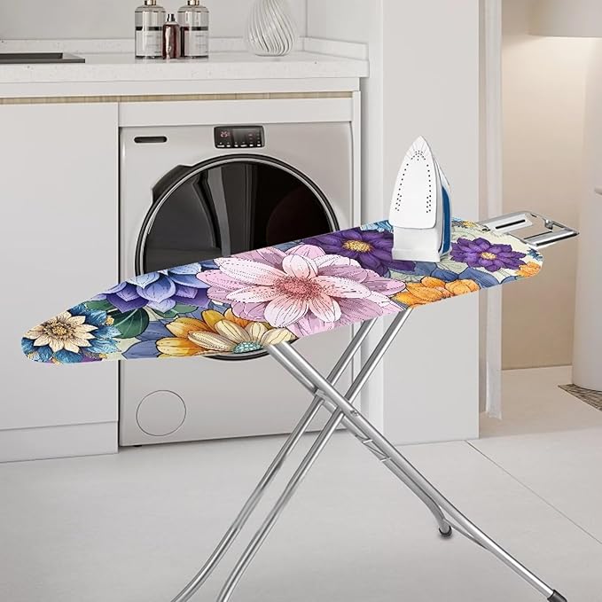 Flashideas Hippie Flower Iron Board Cover Standard Size Ironing Board Cover with Elastic Edges Home Decoration Table Top Ironing Board Cover and Pad 15x54