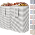 Lifewit 2 Pack Laundry Basket 80L Each - Collapsible Clothes Hamper with Reinforced Handles - Freestanding Waterproof Design for Bedroom and Laundry Room - Grey 160L Total