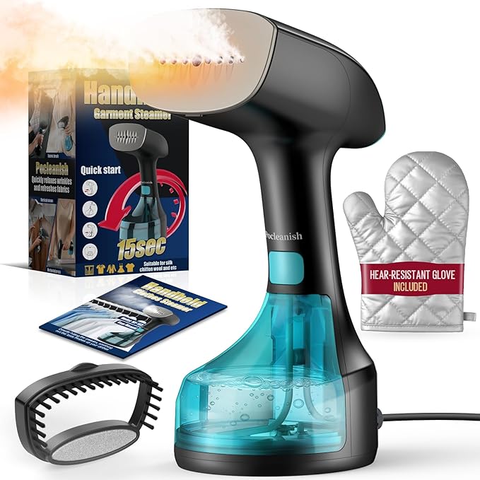 Steamer for Clothes, 1900W Strong Penetrating Steam Portable Handheld Garment Steamer Clothes Steamer with 3 Steam Settings, Fabric Brush, 300ml Big Capacity, Travel Steamers Iron Safe Removes Wrinkle