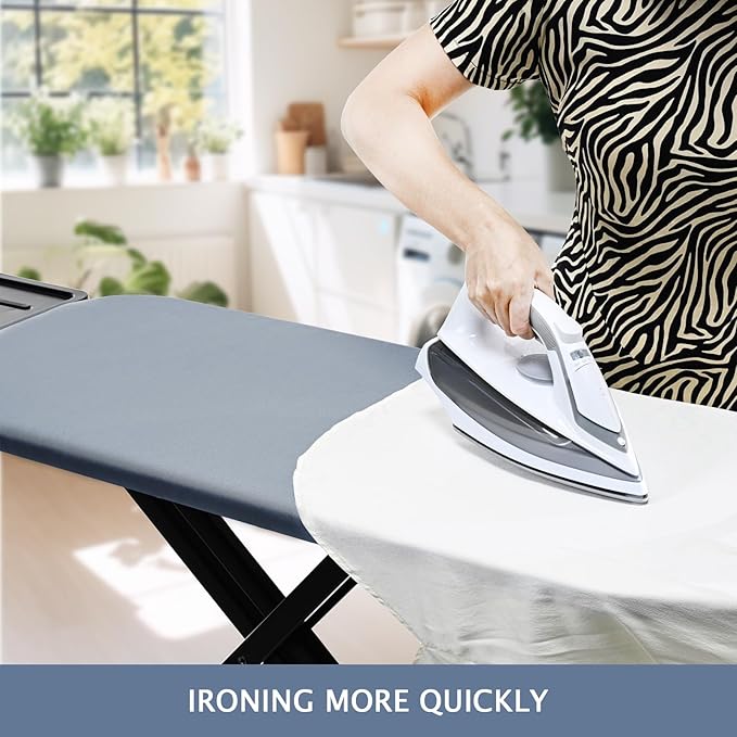 SheeChung Ironing Board Cover and Pad 18"x49",Extra Thick Padding and Cotton Cover,Scorch and Stain-Resistant Iron Board Cover,Elastic Edge & Adjustable Fasteners,Fits Wide Ironing Board