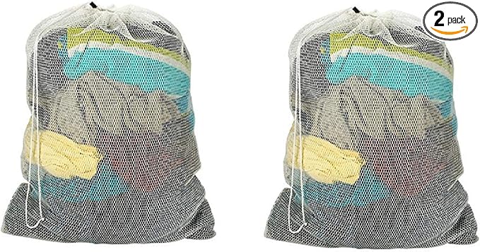 2 Pack Nylon Mesh Laundry Bag With Drawer String