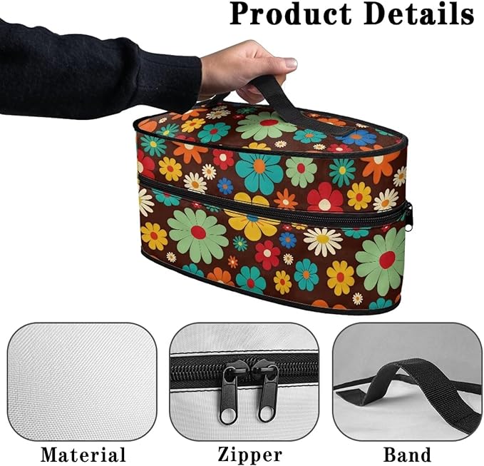 Daisy Flower Print Steam Iron Case Portable Travel Iron Organizer Handheld Steamer Holder with Handle Waterproof Travel Accessories, Case Only