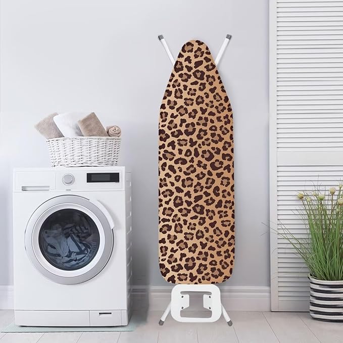 Ironing Board Cover Stain Resistant Ironing Accessories with Elastic Edge Thick Iron Cover for Ironing Ventilate Table Top Ironing Board Cover-Leopard