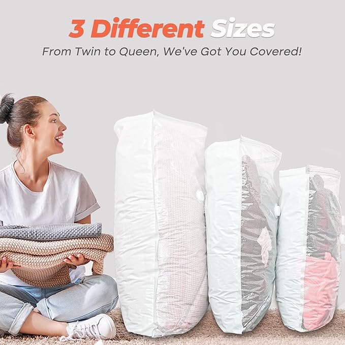 Vacuum Seal Bags for Clothing with Rechargeable Cordless Pump, 18 Pack Vacuum Storage Space Saver Bags, Compression Packing for Clothes Bedding Blanket Pillows Comforters Luggage Travel