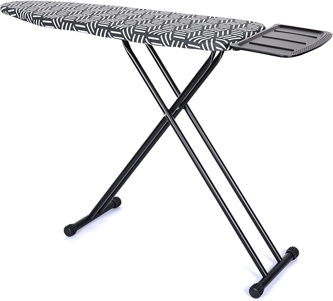 caius Ironing Board, Height Adjustable Heavy Duty Metal Iron Board with Heat Resistant Cover & Safety Iron Rest, Full Size 43"x13" Foldable Space Saver Design, Heavy Duty, Easy to Fold