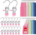 100 Pack Boot Hangers Clips for Closet, Heavy Duty Legging Organizer for Closet Hanging Pants Hangers with Clips Clothes Pins Hanger Clips Laundry Hooks Towel Socks Hats Tall Boots Home Travel Pink