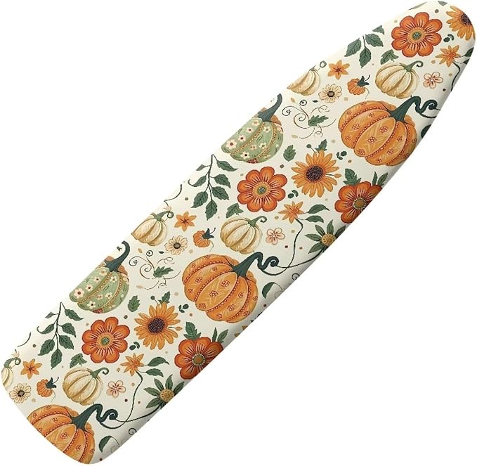 Fall Ironing Board Cover and Pad Pumpkin Sunflower Soft Ironing Pad for Table Scorching Stretchable Heavy Duty Thick Padding 54x15 inches