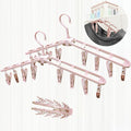 Folding Travel Shirt Socks Clothes Hangers with Clips Foldable Plastic Shorts Skirt Pants Suit Hangers Non Slip Closet Blue Drying Rack Displays (2 Pack Pink)