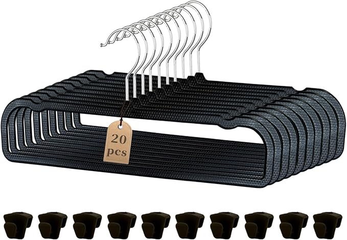 Slim Plastic Pants Hangers (Non-Velvet),Thin Space-Saving Trouser Hanger,Jeans Hangers with 360° Swivel Chrome Hook,Clothes Organizers for Slacks Scarf Trousers Ties,13.77inch