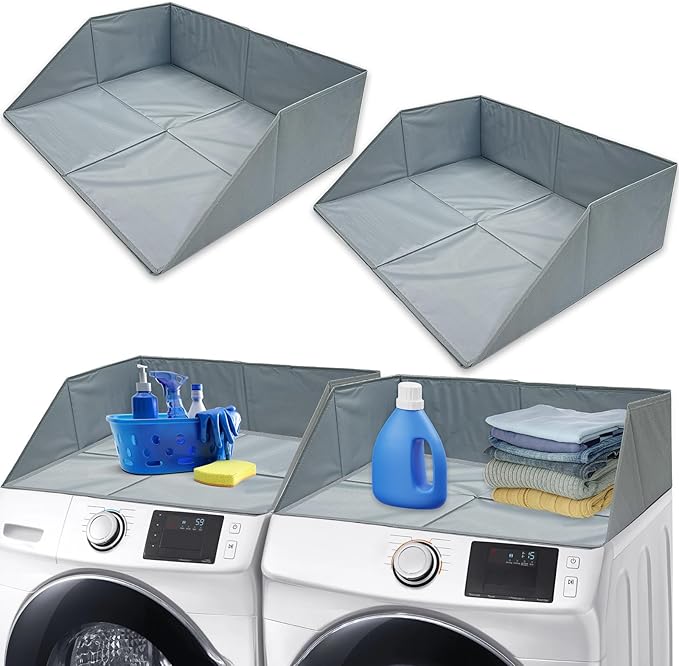 Laundry Guards for Front-Load Washers & Dryers, Secure Guardrails Prevent Clothes Falling Behind, Universal Fit Anti-Slip Organizer with Easy Installation (Gray) (2pcs)