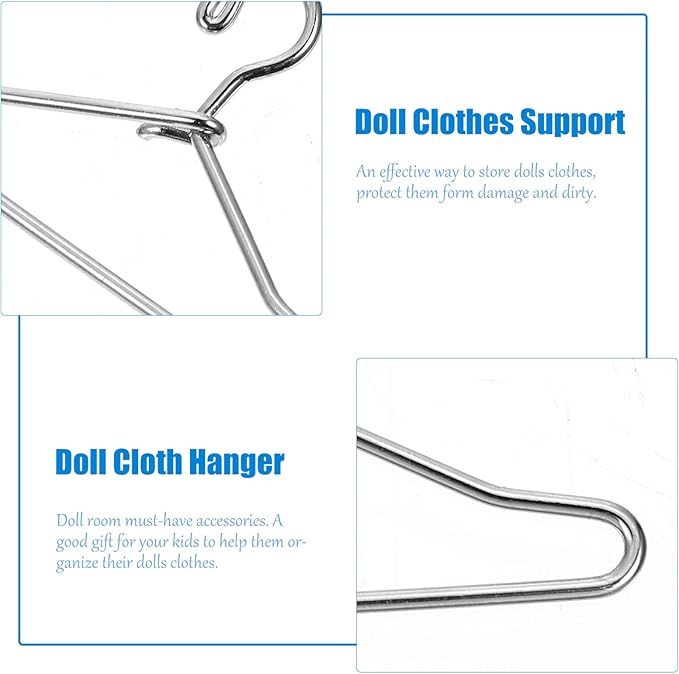 50 Miniature Silver Wire Hangers 40mm for Doll Clothes Tiny Garment Rack Dollhouse Display Accessories