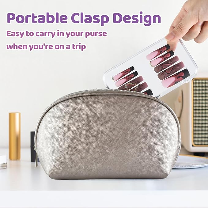 12Pcs Press On Nail Cases Large, 5.1”×2.95” False Nail Packaging Cases with 30Pcs Adhesive Double Sided Tape, Plastic Clear Box for Fake Nails Storage