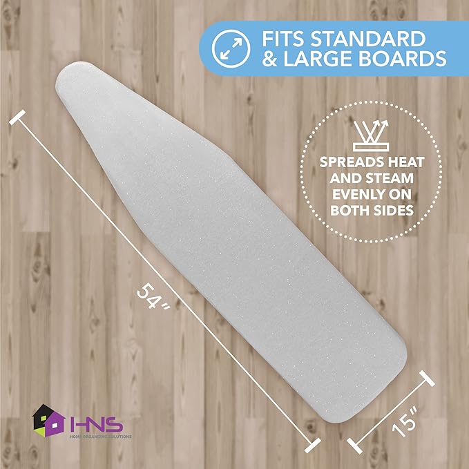 HOLDN’ STORAGE Ironing Board Cover - Silicone-Coated, Scorch-Resistant 15 x 54 Padding with Hook & Loop Straps, Cover Fits All Standard Sizes - Grey