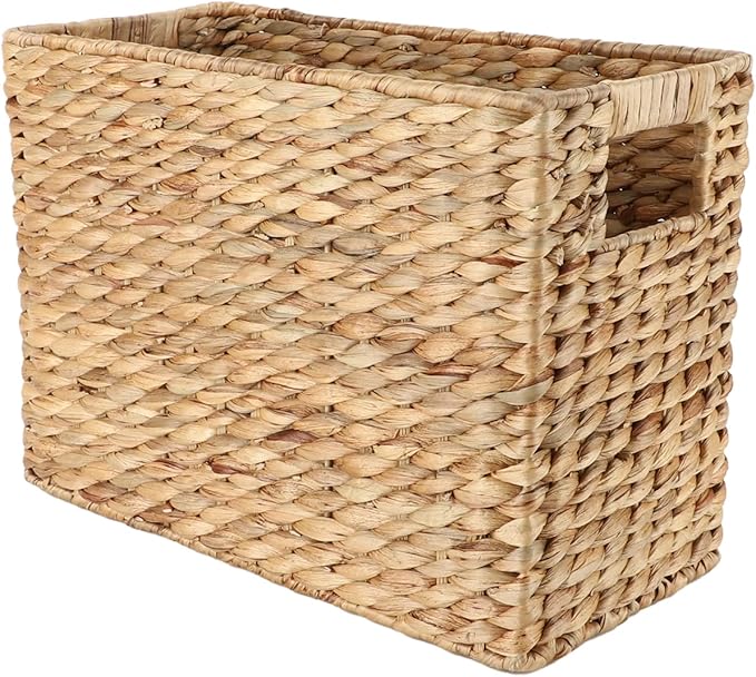 YAHUAN Natural Water Hyacinth Storage Basket with Built-in Handles Stair Basket Magazine Basket Large Wicker Baskets for storage Home Organizing Laundry (Water Hyacinth)