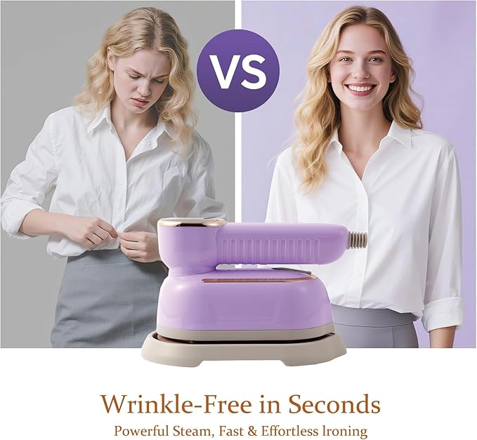 Portable Clothing Steamer, 1000W Clothing Wrinkle Remover, 3+1 Steam Adjustment Multifunctional Hanging Iron with LED Digital Display Screen, 130ml, with Water Shortage Warning, Safe Use (Purple)