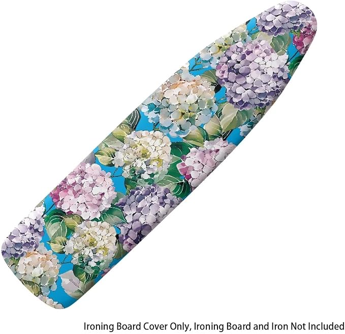 Hydrangea Ironing Board Cover Non Stick Scorch Ironing Board Cover and Pad Standard Size 15x54 Inch Scorch Resistant Pressing Cloth for Iron