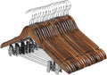 20 Pack Wooden Hangers with Clips High-Grade Wooden Suit Hangers Skirt Hangers with Clips S Wood Hanger with Durable Metal Clips for Blouse, Dress, Coat, Jacket (Vintage, 20)