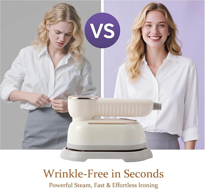 Portable Clothing Steamer, 1000W Clothing Wrinkle Remover, 3+1 Steam Adjustment Multifunctional Hanging Iron with LED Digital Display Screen, 130ml, with Water Shortage Warning, Safe Use (Beige)