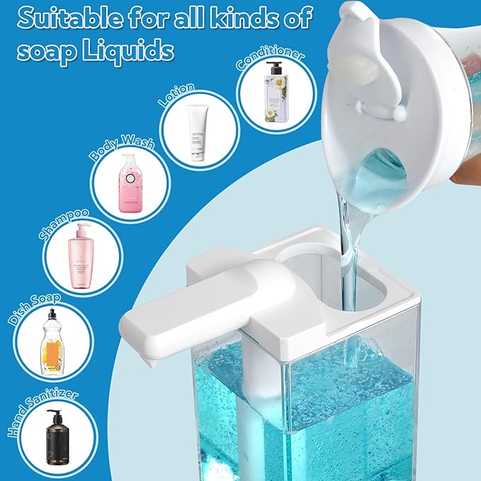 2 Pack Automatic Soap Dispenser Touchless, 16.5oz Rechargeable Liquid Hand Soap Dispenser for Kitchen Sink, Bathroom, Laundry Detergent Dispenser with 3 Adjustable Levels, Non-Slip Base