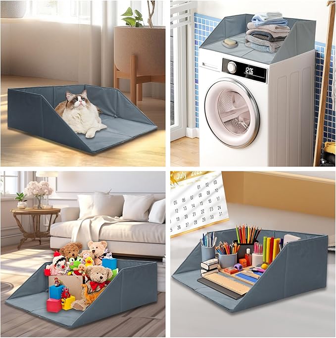 Laundry Guards for Front-Load Washers & Dryers, Secure Guardrails Prevent Clothes Falling Behind, Universal Fit Anti-Slip Organizer with Easy Installation (Gray) (2pcs)