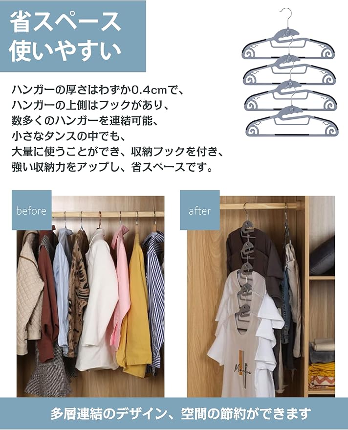 Hangers, Non-Slip, Clothes Hangers, 20 Pieces, Ultra Thin, Multi-Functional Storage, No Stretch Collar, Space Saving, 360 Degree Swivel Hook, Bendable, Load Capacity, Wet and Dry Use, Green