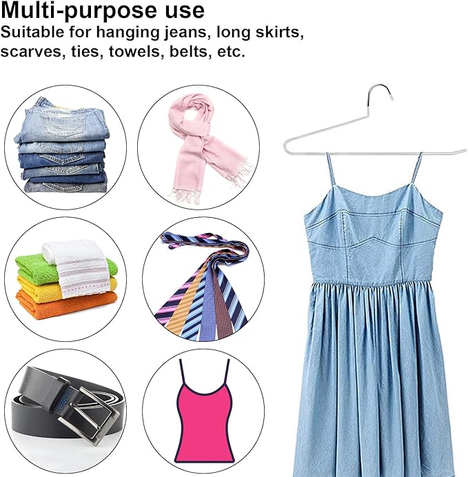 devesanter Pants Hanger, 30 Pack Space Saving Open-Ended Metal Pants Hanger, Non Slip Trousers Slack Hangers Organizers for Pants Jeans Slacks Scarf Trousers Ties，White