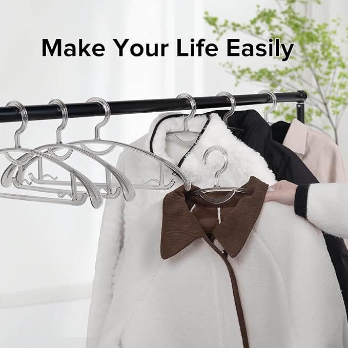 Donext Clear Plastic Hangers, 16" Heavy Duty Clothes Hangers, Durable Closet Hanger for Shirt, Coat and Dress(15 Pack)