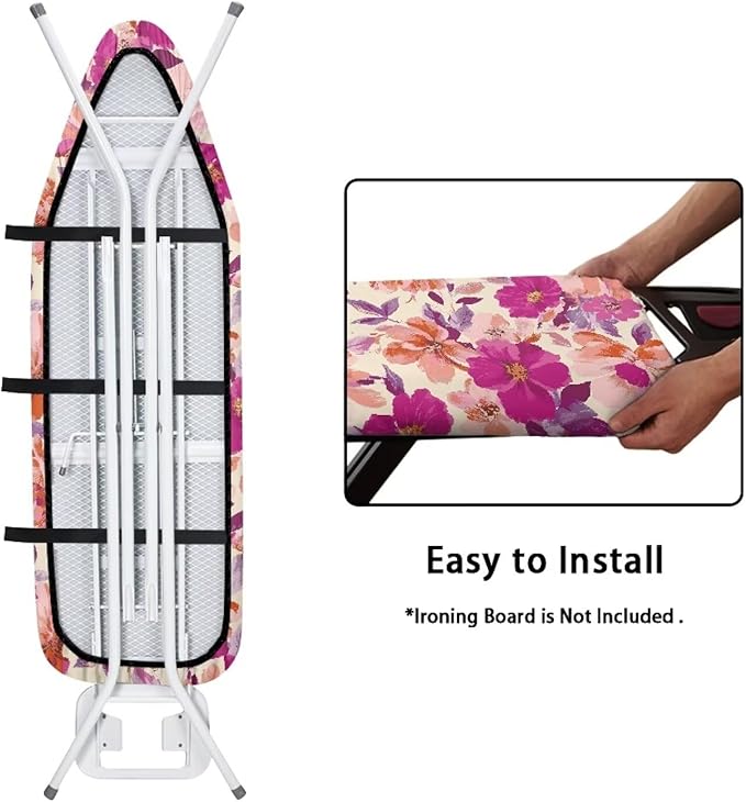Floral Painting Ironing Board Cover Elastic Edge Heavy Duty Iron Pad Covers Standard Boards Lightweight Full Size Scorch Resistant Padding European Decorations