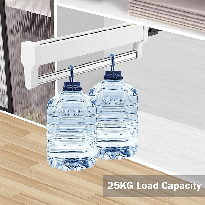 Pull Out Closet Valet Rod, Adjustable Sliding Heavy Duty Steel Top Mounted Clothes Storage Hanger Rail for Closet Wardrobe (347mm/13.7inch)