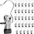 Senbowe 30 Pack Heavy Duty Clothes Pins, Boot Hangers for Closet, Laundry Hook Hanging Clips Clamps for Closet Organizer Pants Hats Socks Towels Clips, Clothespins Hanger for Travel Handbag Legging