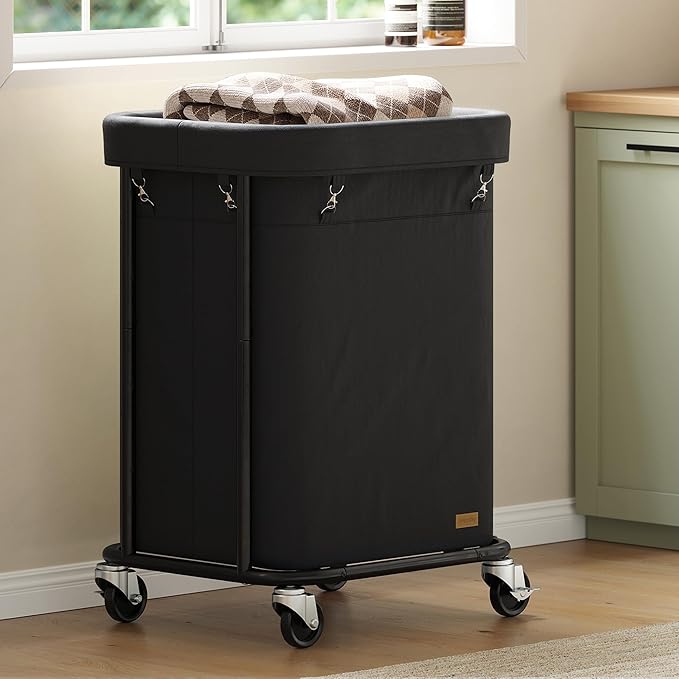 Laundry Basket with Wheels 150L/40Gal, Rolling Laundry Hamper with Steel Fram and Removable Washing Bag,Laundry Sorter Cart for Laundry Room,Hotel,Dorm,Black